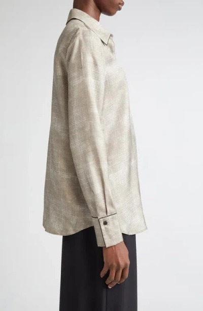 Lafayette 148 New York Scottie Piped Silk Top In Neutral
