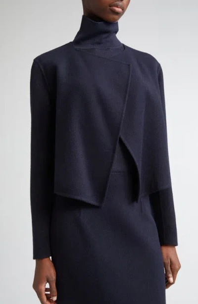 Lafayette 148 New York Foldover Front Double Face Wool & Cashmere Jacket In Blue