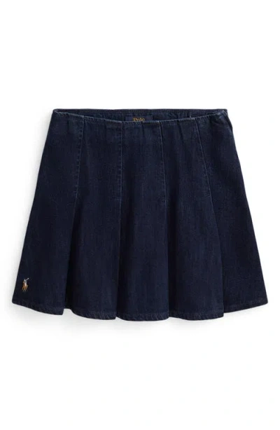 Polo Ralph Lauren Pleated Denim Skirt In Black