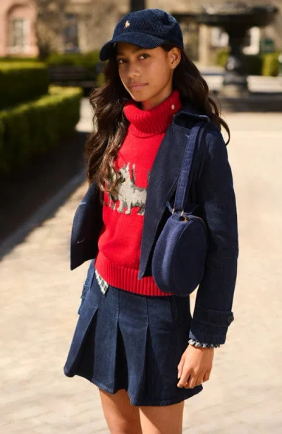 Polo Ralph Lauren Pleated Denim Skirt In Black