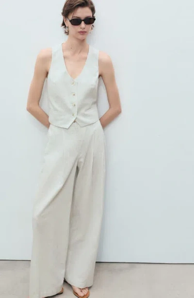 Mango Women's Straight-fit Linen-blend Suit Pants In Sand