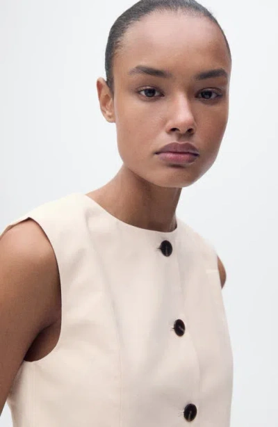 Mango Button Cotton Crop Top In White