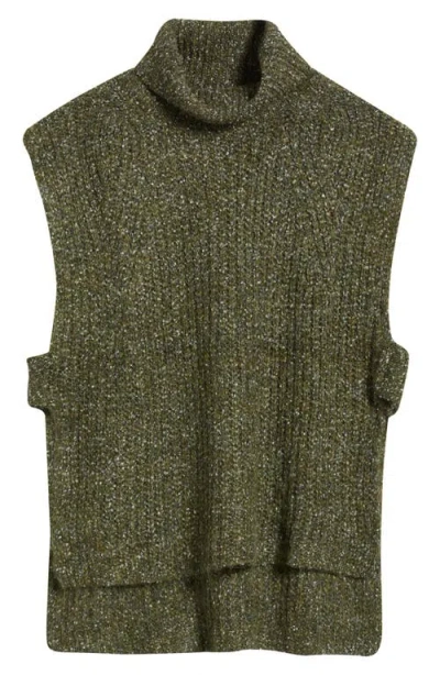 Wit & Wisdom Turtleneck High Low Sweater Vest In Green