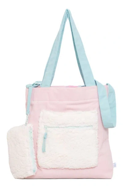 Mimish Kids' Colorblock Corduroy & Faux Shearling Tote
