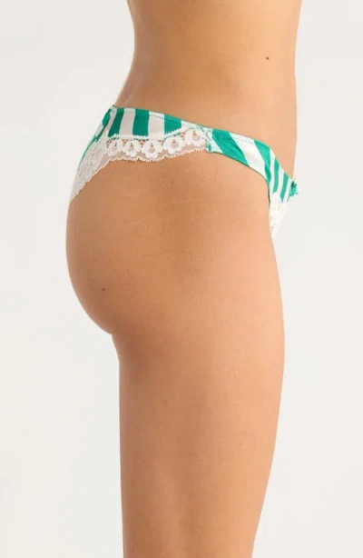 Fleur Du Mal Eve Cheeky Riviera Stripe In Blue