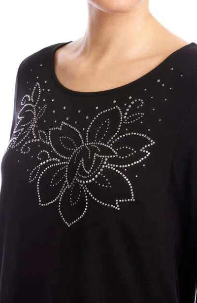Karen Kane Long Sleeve Embellished Shirttail Top In Black In Black