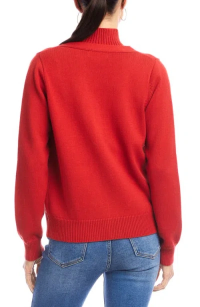 Karen Kane V-neck Cardigan Sweater In Tomato In Red