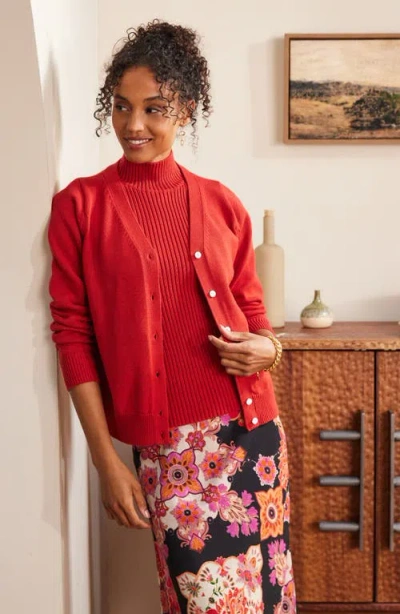 Karen Kane V-neck Cardigan Sweater In Tomato In Red