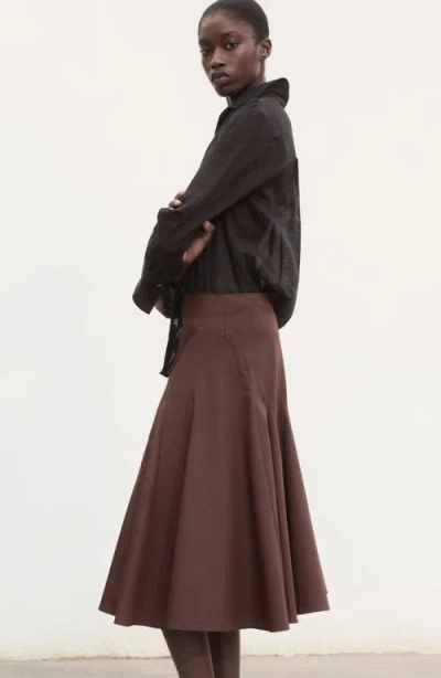 Mango Pleat Midi Skirt In Brown