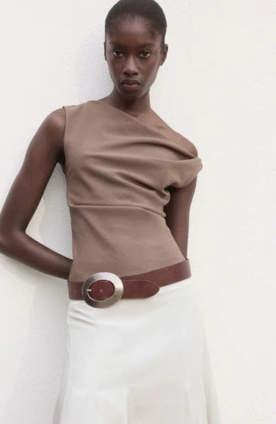 Mango Cotton Mix Pleated Midi Skirt In Gray