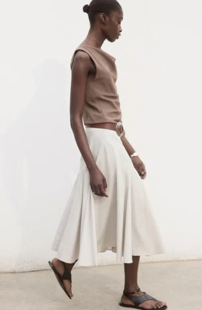 Mango Cotton Mix Pleated Midi Skirt In Gray