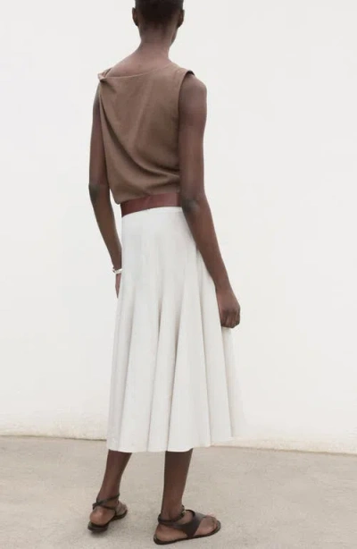 Mango Cotton Mix Pleated Midi Skirt In Gray