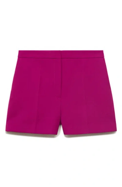 Mango Straight Mid-rise Shorts Fuchsia In Purple