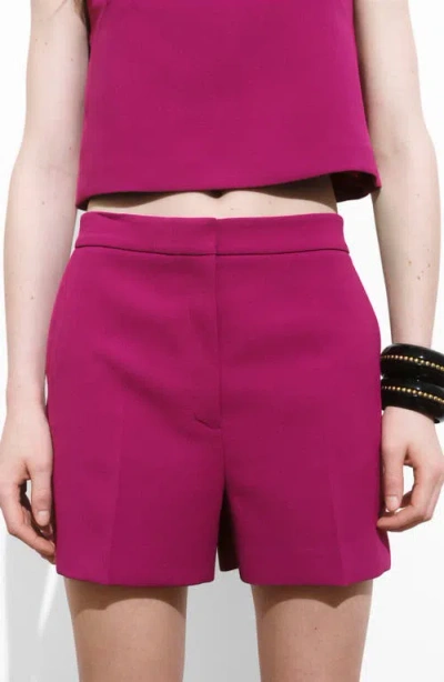 Mango Straight Mid-rise Shorts Fuchsia In Purple