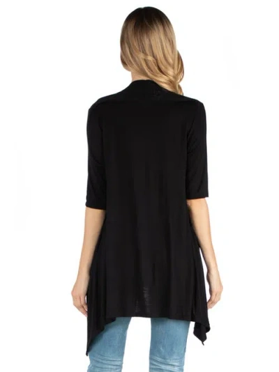 24seven Comfort Apparel Plus Womens 3/4 Sleeve Cardigan Open-front Blazer In Black