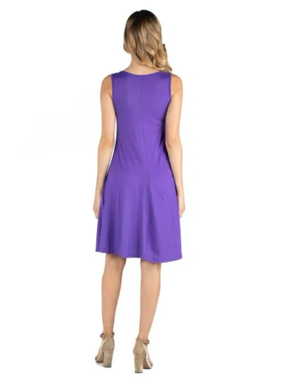 24seven Comfort Apparel Womens Solid Scoop Neck Shift Dress In Purple