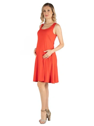 24seven Comfort Apparel A Line Slim Fit And Flare Maternity Dress In Red