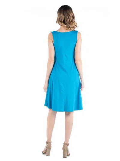 24seven Comfort Apparel Petite Sleeveless A-line Fit And Flare Skater Dress In Blue
