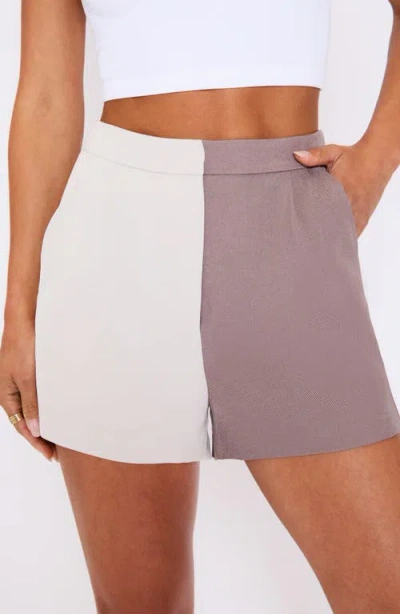 Vici Collection Back To Business Colorblock Shorts In Gray