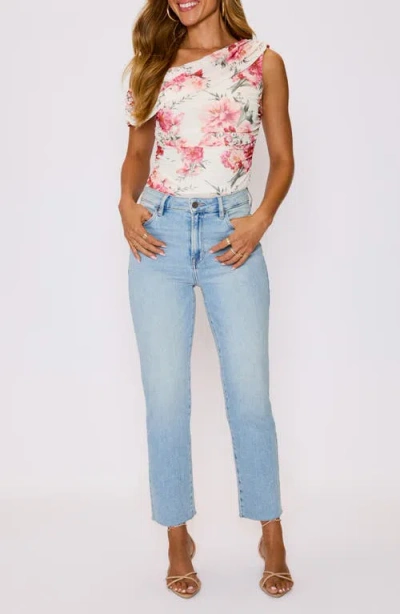 Vici Collection Aurora Floral Print Asymmetric Sleeveless Top In Multi