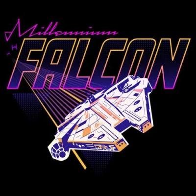 Star Wars Retro Millennium Falcon Race  Graphic T-shirt In Black