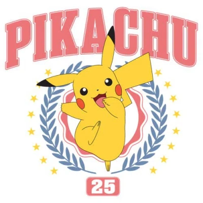 Pokémon Pokemon Collegiate Pikachu 25  Graphic T-shirt In White