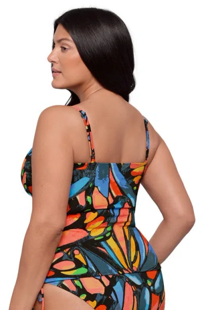 S3 Classic Shirred Front Tankini Top In Multi