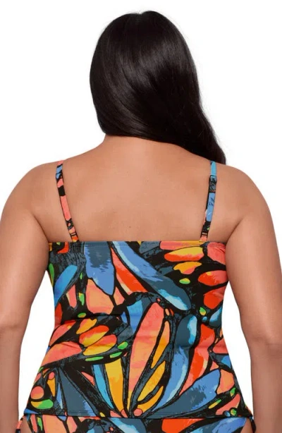 S3 Classic Shirred Front Tankini Top In Multi
