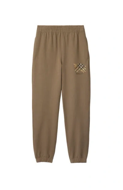 Burberry Equestrian-knight Check Jogging Pants In Brown