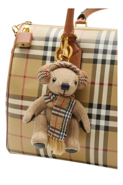 Burberry Checked Wool And Cashmere-blend And Gold-tone Bag Charm In Brown