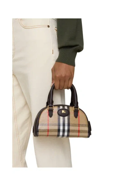 Burberry Mini Highlands Bowling Handbag And Handles In Neutral