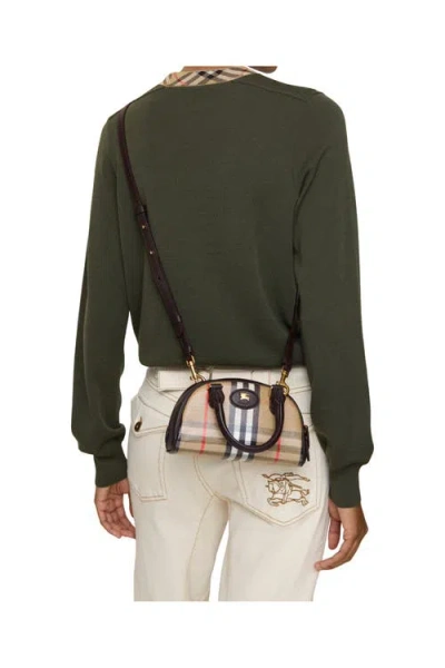 Burberry Mini Highlands Bowling Handbag And Handles In Neutral
