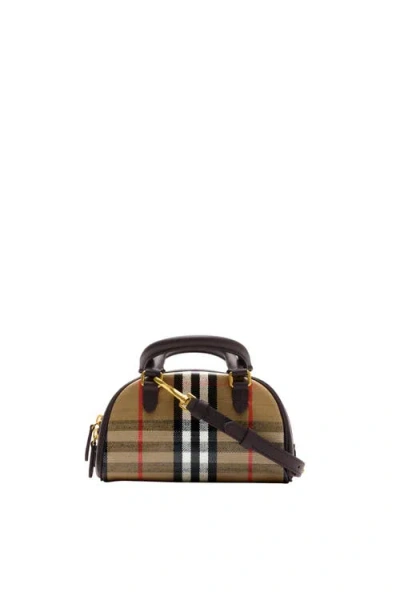 Burberry Mini Highlands Bowling Handbag And Handles In Neutral