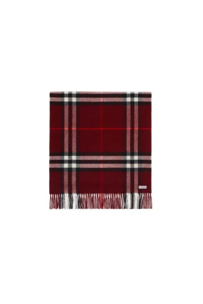 Burberry Wide Check Cashmere Scarf In Burgundy