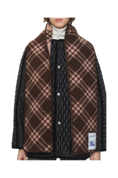 Burberry Check-pattern Wool Scarf In Brown