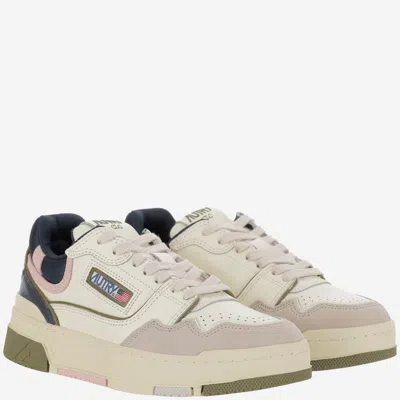 Autry Low Top Leather And Fabric Sneakers In Red