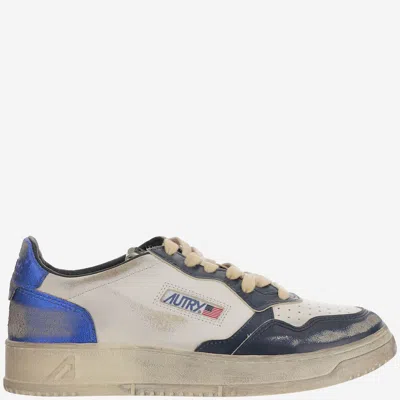 Autry White/black/blue Medalist Low Super Vintage Sneakers In Gray