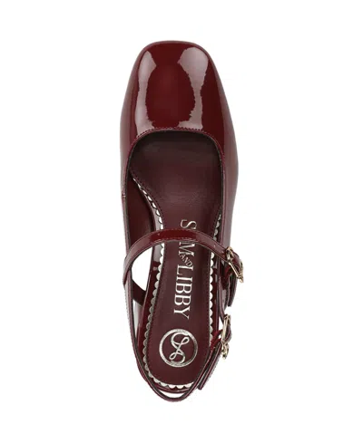 Sam & Libby Women's Grace Block Heel Slingback Mary Jane Pumps In Burgundy