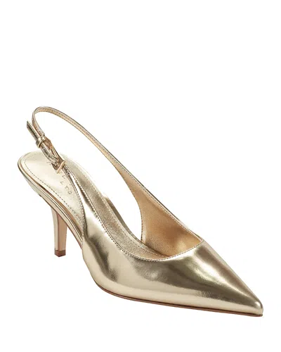 Marc Fisher Ltd Dorie Metallic Leather Slingback Pumps In Gold