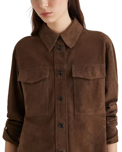 Marella Gioco Leather Jacket In Brown