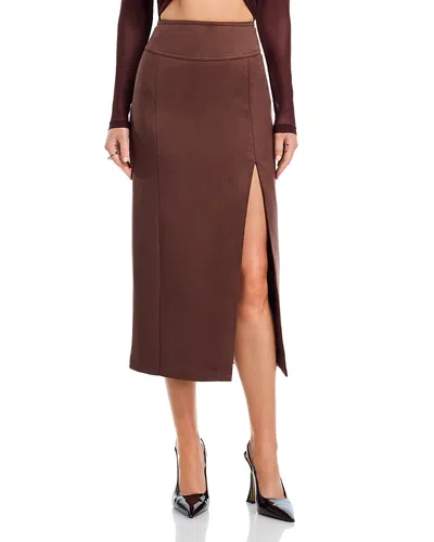 Bardot Dante Vegan Suede Midi Skirt Chocolate In Brown