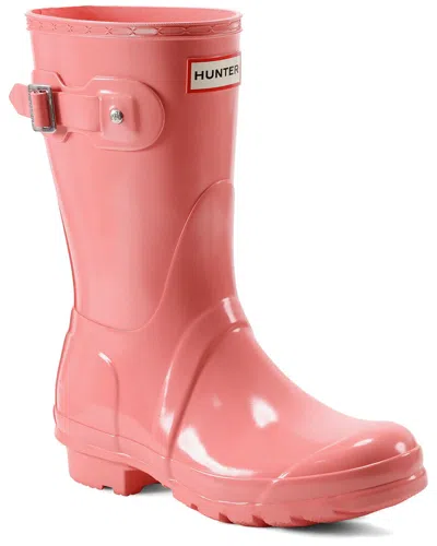 Hunter Original Tour Short Gloss Packable Rain Boot In Pink