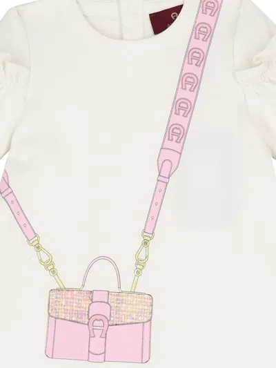 Aigner Bag-print Ruffled Dress In White