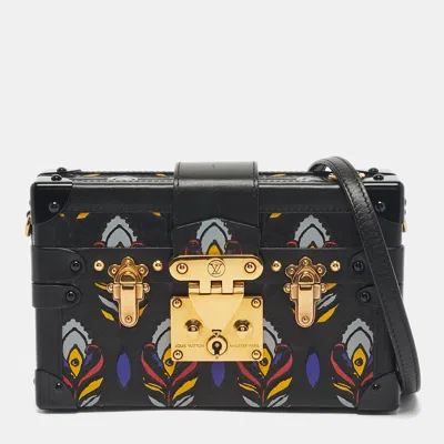 Pre-owned Louis Vuitton Black Graphic Print Leather Petite Malle Bag