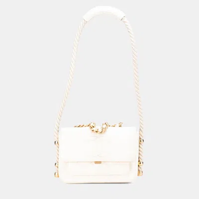 Pre-owned Chanel White Crumpled Calfskin En Vogue Rope Flap Bag