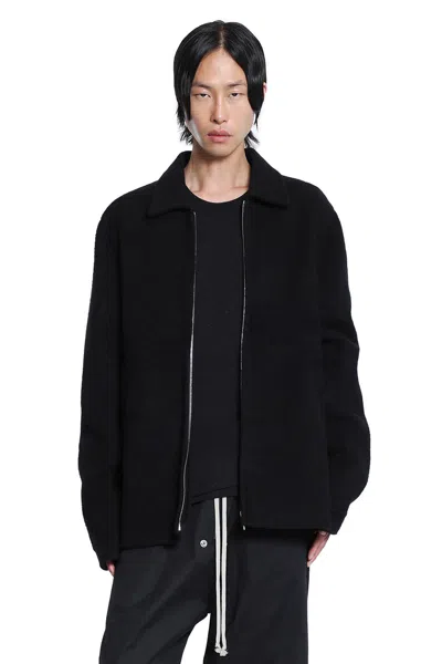 Rick Owens Collared Shirt Jacket Featuring Front Pockets In Black