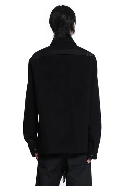 Rick Owens Collared Shirt Jacket Featuring Front Pockets In Black