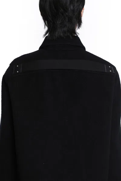Rick Owens Collared Shirt Jacket Featuring Front Pockets In Black