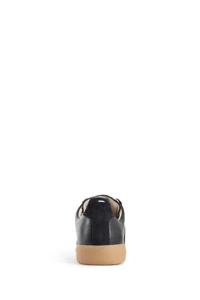 Maison Margiela Two-tone Leather And Suede Replica Sneakers In Black