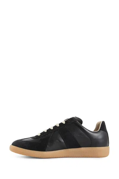 Maison Margiela Two-tone Leather And Suede Replica Sneakers In Black